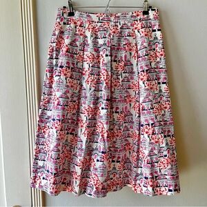 Boden• Lola Birdcage Cherry Blossom Cotton A-Line Pink Pleated Skirt• Sz 8